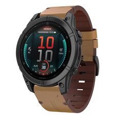 Per Garmin Fenix ​​8 AMOLED 43mm Cinturino in pelle con fibbia in acciaio 20mm (marrone chiaro)