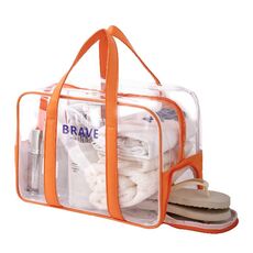 Borsa da nuoto sportiva di grande capacità, borsa da toilette e trucco impermeabile (arancione)