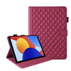 Per Xiaomi Redmi Pad SE 8.7 Custodia in pelle a reticolo romboidale per tablet (rosso)