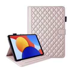 Per Xiaomi Redmi Pad SE 8.7 Custodia in pelle con motivo a reticolo romboidale per tablet (oro rosa)