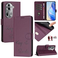 Per OPPO Reno11 Pro 5G Global Smile Embossing RFID Custodia in pelle per telefono (viola)