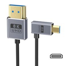 Cavo di collegamento video coassiale Micro HDMI a HDMI 8K UHD 48 Gbps da 60 cm, stile: gomito sinistro