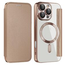 Per iPhone 15 Pro Max Shield MagSafe RFID Antifurto Custodia in Pelle per Telefono (Oro Deserto)