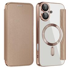 Per iPhone 15 Plus Shield MagSafe RFID Antifurto Custodia in Pelle per Telefono (Oro Deserto)