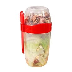 Tazza per insalata portatile da 1070 ml con coperchio e forchetta Tazza per colazione Tazza per alimenti sigillata a prova di perdite (rossa)