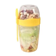 Tazza per insalata portatile da 870 ml con coperchio e forchetta Tazza per colazione Tazza per alimenti sigillata a prova di perdite (gialla)