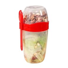 Tazza per insalata portatile da 870 ml con coperchio e forchetta Tazza per colazione Tazza per alimenti sigillata a prova di perdite (rossa)