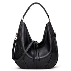 Borsa a tracolla in pelle PU di grande capacità da donna, nera