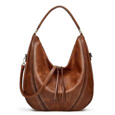 Borsa a tracolla in pelle PU di grande capacità da donna, marrone