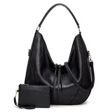 Borsa a tracolla grande capacità in pelle PU da donna 2 in 1 nera