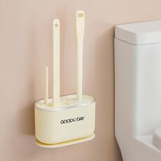 Scopino per WC da parete 3 in 1 No Punch Spazzola per la pulizia del bagno con setole in TPR per uso domestico con base (crema)