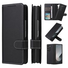 Per Samsung Galaxy Z Fold6 5G Split 2 in 1 Custodia pieghevole in pelle per telefono (nero)