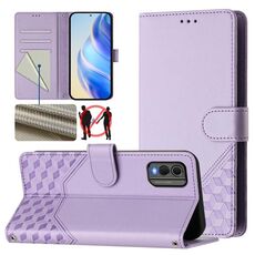 Per Nokia C32 Custodia per telefono in pelle con stampa a nido d'ape RFID (viola chiaro)