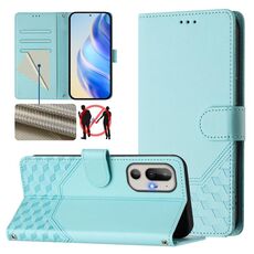 Per HTC U24 Pro Custodia per telefono in pelle con stampa a nido d'ape RFID (verde menta)