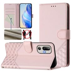 Per HTC U24 Pro Custodia per telefono in pelle con stampa a nido d'ape RFID (rosa)
