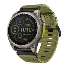 Per Garmin Fenix ​​8 MIP 47mm Nylon Canvas Quick Release 22mm Cinturino per orologio (verde militare)