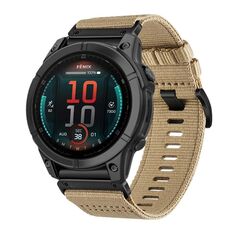 Per Garmin Fenix ​​E 47mm Nylon Canvas Quick Release 22mm Cinturino per orologio (cachi)