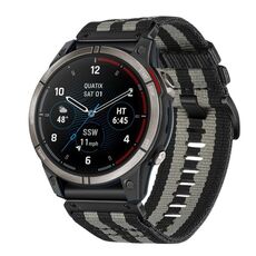 Per cinturino da orologio Garmin Quatix 7 Pro in nylon e tela a sgancio rapido da 22 mm (nero grigio)