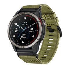 Per cinturino da orologio Garmin Quatix 7 Pro in nylon e tela a sgancio rapido da 22 mm (verde militare)