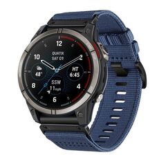 Per cinturino da orologio Garmin Quatix 7 Pro in nylon e tela a sgancio rapido da 22 mm (blu)