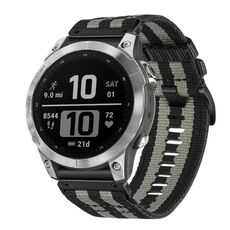 Per Garmin Fenix ​​7 Pro Nylon Canvas Quick Release 22mm Cinturino per orologio (nero grigio)