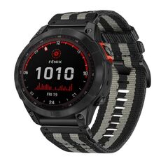 Per Garmin Fenix ​​7 Solar Nylon Canvas Quick Release Cinturino da 22 mm (Nero Grigio)