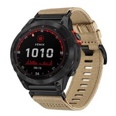 Per Garmin Fenix ​​7 Solar Nylon Canvas Quick Release Cinturino per orologio da 22 mm (cachi)