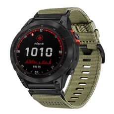 Per Garmin Fenix ​​7 Sapphire Solar Nylon Canvas Quick Release Cinturino per orologio da 22 mm (verde oliva)