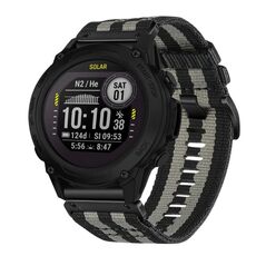 Per cinturino da orologio Garmin Descent G1 in nylon e tela a sgancio rapido da 22 mm (nero grigio)