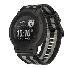 Per cinturino da orologio Garmin Instinct / Instinct 2 in nylon canvas a sgancio rapido da 22 mm (nero grigio)