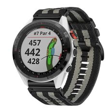Per cinturino da orologio Garmin Approach S62 in nylon e tela a sgancio rapido da 22 mm (nero grigio)