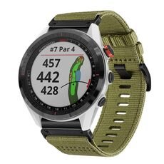 Per cinturino da orologio in nylon e tela a sgancio rapido Garmin Approach S62 da 22 mm (verde militare)