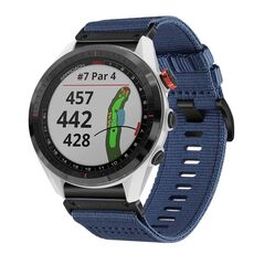Per cinturino da orologio Garmin Approach S62 in nylon e tela a sgancio rapido da 22 mm (blu)