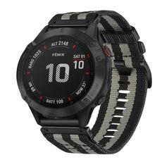 Per Garmin Fenix ​​6 GPS / 6 Pro GPS cinturino in nylon tela a sgancio rapido da 22 mm (nero grigio)