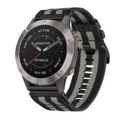 Per Garmin Fenix ​​6 Sapphire GPS Nylon Canvas Quick Release Cinturino da 22 mm (Nero Grigio)