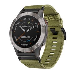 Per Garmin Fenix ​​6 Sapphire GPS Nylon Canvas Quick Release 22mm Cinturino per orologio (verde militare)