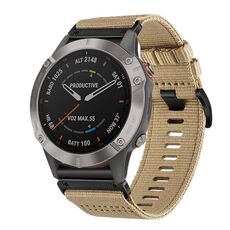 Per Garmin Fenix ​​6 Sapphire GPS Nylon Canvas Quick Release 22mm Watch Band (cachi)