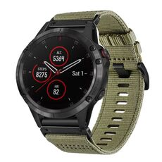 Per Garmin Fenix ​​5 / 5 Plus cinturino in nylon tela a sgancio rapido da 22 mm (verde oliva)