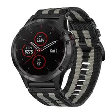 Per Garmin Fenix ​​5 / 5 Plus cinturino in nylon tela a sgancio rapido da 22 mm (nero grigio)