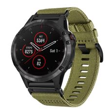 Per Garmin Fenix ​​5 / 5 Plus cinturino in nylon tela a sgancio rapido da 22 mm (verde militare)