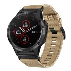 Per Garmin Fenix ​​5 / 5 Plus cinturino in nylon tela a sgancio rapido da 22 mm (cachi)