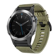Per Garmin Quatix 5/5 Sapphire Nylon Canvas Quick Release Cinturino per orologio da 22 mm (verde oliva)