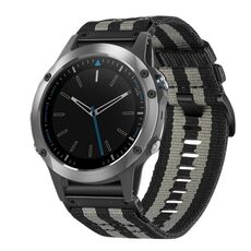 Per Garmin Quatix 5/5 Sapphire Nylon Canvas Quick Release Cinturino per orologio da 22 mm (nero grigio)