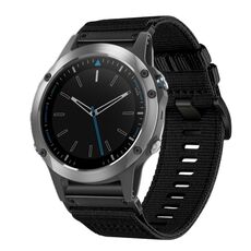 Per Garmin Quatix 5/5 Sapphire Nylon Canvas Quick Release Cinturino per orologio da 22 mm (nero)