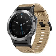 Per Garmin Quatix 5/5 Sapphire Nylon Canvas Quick Release Cinturino per orologio da 22 mm (cachi)