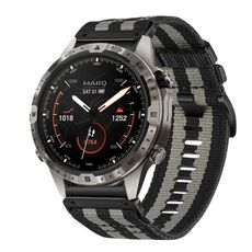 Per cinturino da orologio Garmin MARQ Gen 2 in nylon e tela a sgancio rapido da 22 mm (nero grigio)