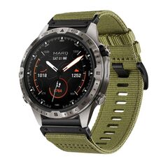 Per cinturino da orologio Garmin MARQ Gen 2 in nylon e tela a sgancio rapido da 22 mm (verde militare)