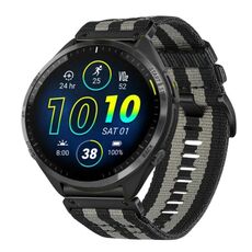 Per Garmin Forerunner 965/955/945 cinturino in nylon canvas a sgancio rapido da 22 mm (nero grigio)
