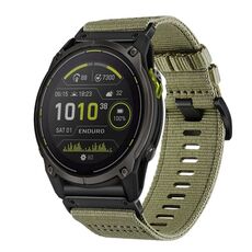 Per cinturino da orologio Garmin Enduro 3 in nylon e tela a sgancio rapido da 26 mm (verde oliva)