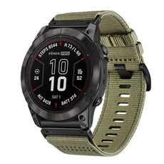 Per Garmin Fenix ​​7X Pro Nylon Canvas Quick Release 26mm Cinturino per orologio (verde oliva)